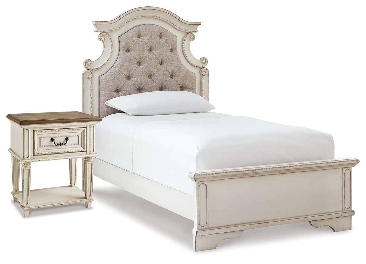 Furniture City Houma - Ashley Furniture - Realyn Twin Upholstered Panel Bed and Nightstand - Twin Upholstered Panel Bed and Nightstand - B743B53