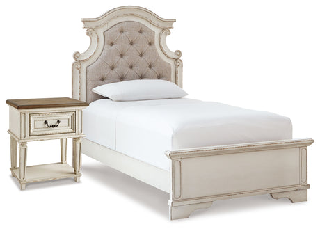 Furniture City Houma - Ashley Furniture - Realyn Twin Upholstered Panel Bed and Nightstand - Twin Upholstered Panel Bed and Nightstand - B743B53
