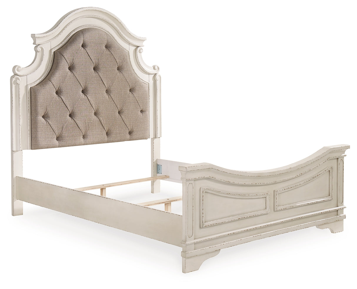 Realyn Queen Panel Bed, Dresser, Mirror and Vanity