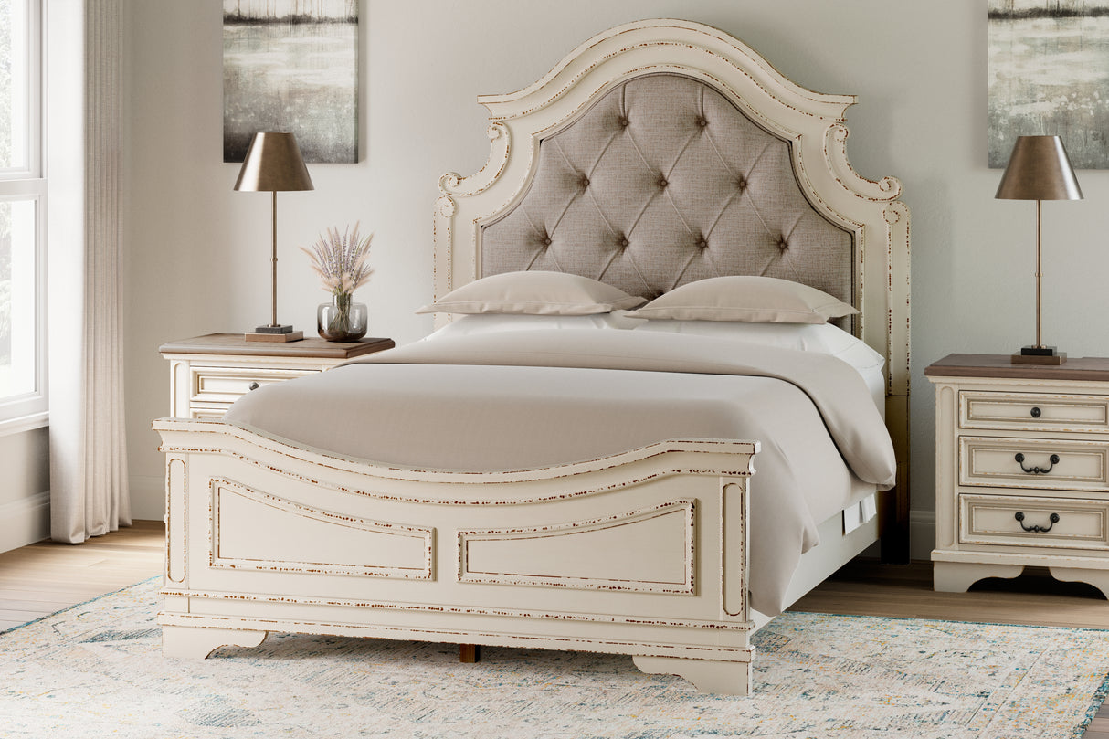 Furniture City Houma - Ashley Furniture - Realyn Queen Upholstered Panel Bed and 2 Nightstands - Queen Upholstered Panel Bed and 2 Nightstands - B743B55