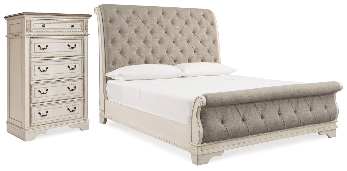 Furniture City Houma - Ashley Furniture - Realyn Queen Upholstered Sleigh Bed and Chest - Queen Upholstered Sleigh Bed and Chest - B743B29