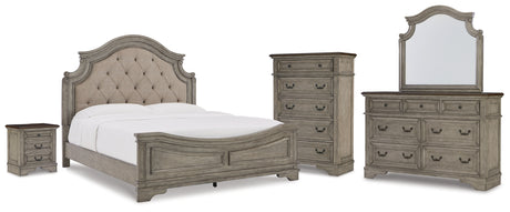 Furniture City Houma - Ashley Furniture - Lodenbay King Upholstered Panel Bed, Dresser, Mirror, Chest and Nightstand - King Upholstered Panel Bed, Dresser, Mirror, Chest and Nightstand - B751B11