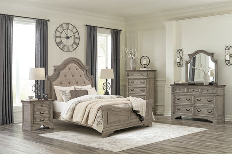 Furniture City Houma - Ashley Furniture - Lodenbay Queen Upholstered Panel Bed, Dresser, Mirror, Chest and Nightstand - Queen Upholstered Panel Bed, Dresser, Mirror, Chest and Nightstand - B751B9