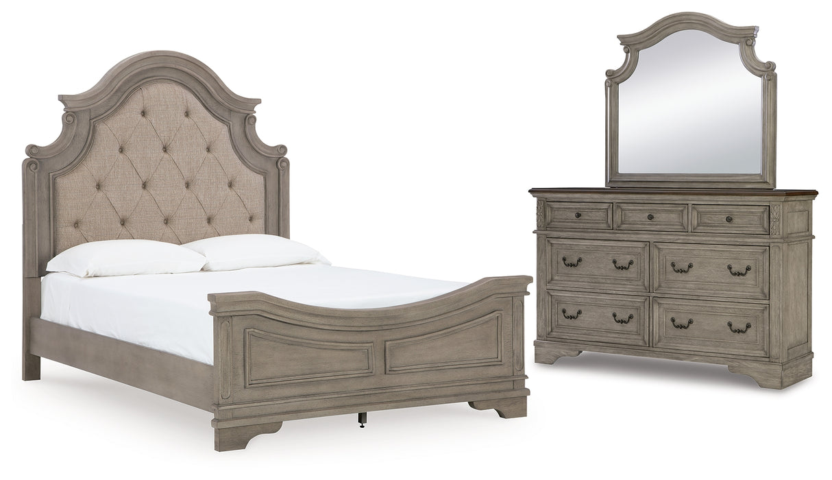Furniture City Houma - Ashley Furniture - Lodenbay Queen Upholstered Panel Bed, Dresser and Mirror - Queen Upholstered Panel Bed, Dresser and Mirror - B751B3