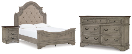 Lodenbay Queen Upholstered Panel Bed, Dresser and Nightstand