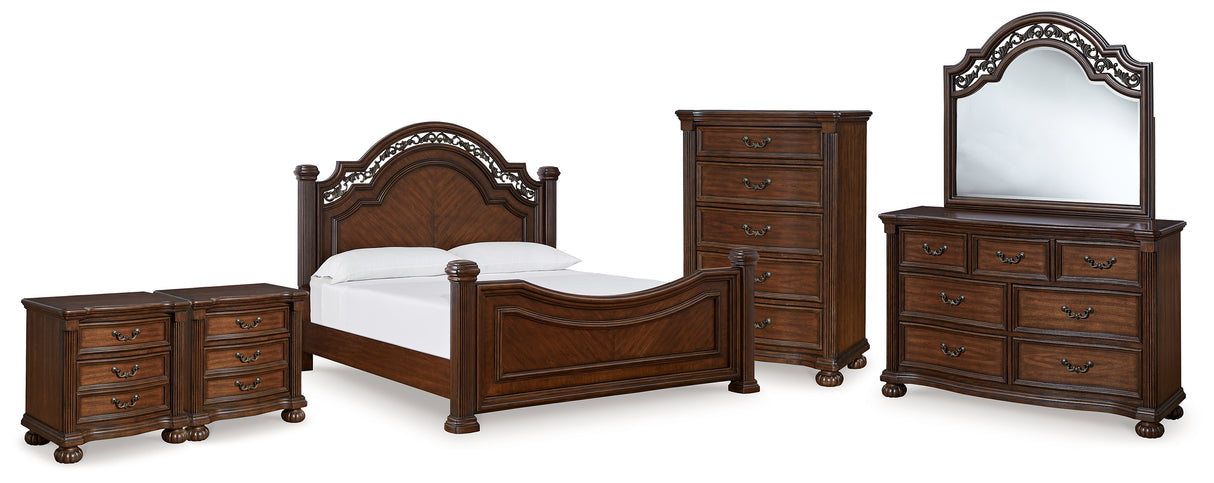 Furniture City Houma - Ashley Furniture - Lavinton Queen Poster Bed, Dresser, Mirror, Chest and 2 Nightstands - Queen Poster Bed, Dresser, Mirror, Chest and 2 Nightstands - B764B18