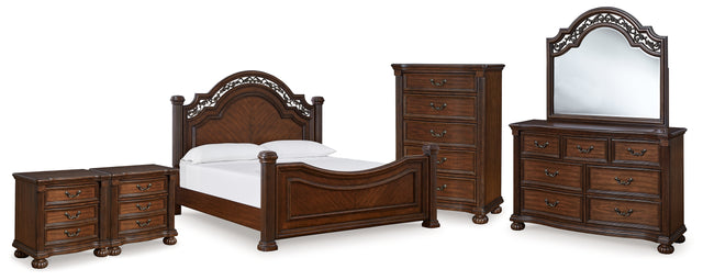 Furniture City Houma - Ashley Furniture - Lavinton Queen Poster Bed, Dresser, Mirror, Chest and 2 Nightstands - Queen Poster Bed, Dresser, Mirror, Chest and 2 Nightstands - B764B18