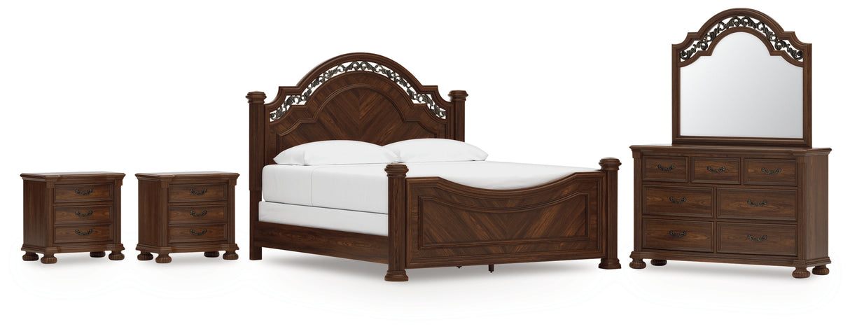 Furniture City Houma - Ashley Furniture - Lavinton King Poster Bed, Dresser, Mirror and 2 Nightstands - King Poster Bed, Dresser, Mirror and 2 Nightstands - B764B19