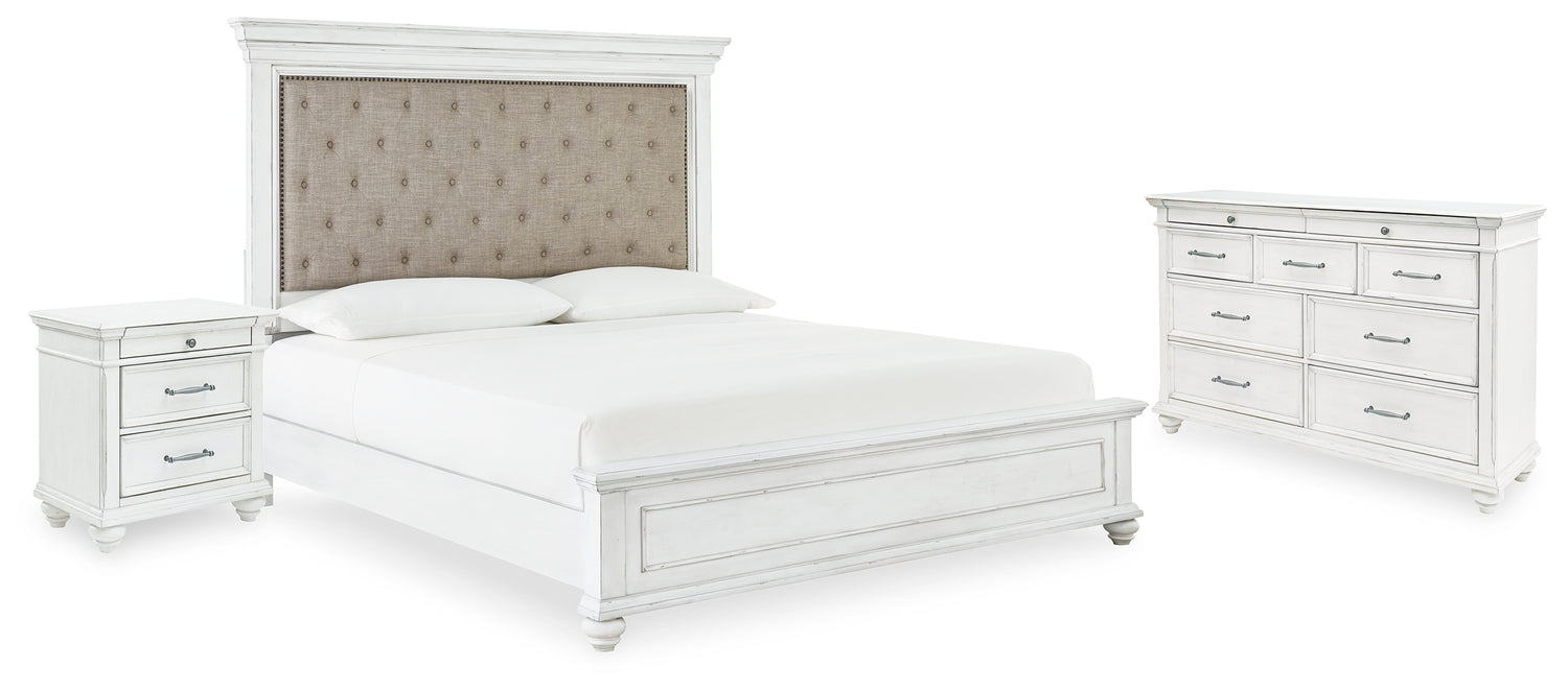 Furniture City Houma - Ashley Furniture - Kanwyn Queen Upholstered Panel Bed, Dresser, and Nightstand - Queen Upholstered Panel Bed, Dresser, and Nightstand - B777B17