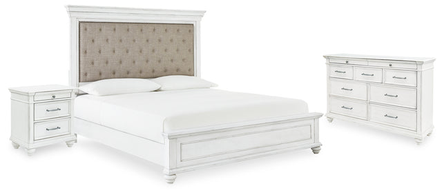 Furniture City Houma - Ashley Furniture - Kanwyn Queen Upholstered Panel Bed, Dresser, and Nightstand - Queen Upholstered Panel Bed, Dresser, and Nightstand - B777B17