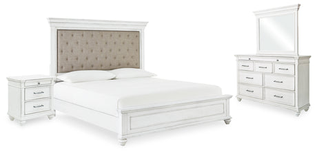 Furniture City Houma - Ashley Furniture - Kanwyn Queen Upholstered Panel Bed, Dresser, Mirror, and Nightstand - Queen Upholstered Panel Bed, Dresser, Mirror, and Nightstand - B777B16