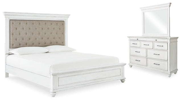 Furniture City Houma - Ashley Furniture - Kanwyn Queen Bed with Mirrored Dresser - Queen Bed with Mirrored Dresser - B777B5