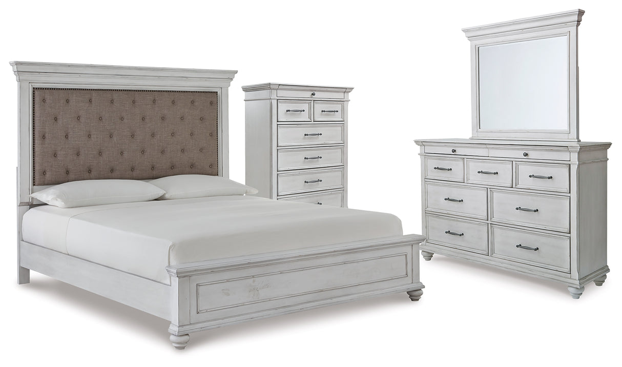 Furniture City Houma - Ashley Furniture - Kanwyn King Upholstered Panel Bed, Dresser, Mirror and Chest - King Upholstered Panel Bed, Dresser, Mirror and Chest - B777B18