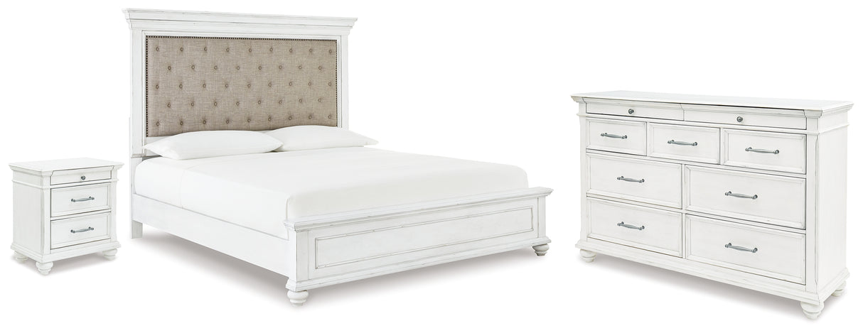 Furniture City Houma - Ashley Furniture - Kanwyn King Upholstered Panel Bed, Dresser and Nightstand - King Upholstered Panel Bed, Dresser and Nightstand - B777B35