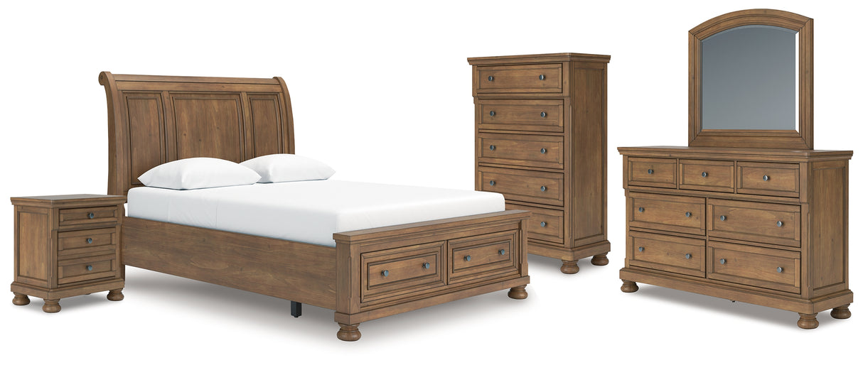 Feddinger Queen Sleigh Bed, Dresser, Mirror, Chest and Nightstand