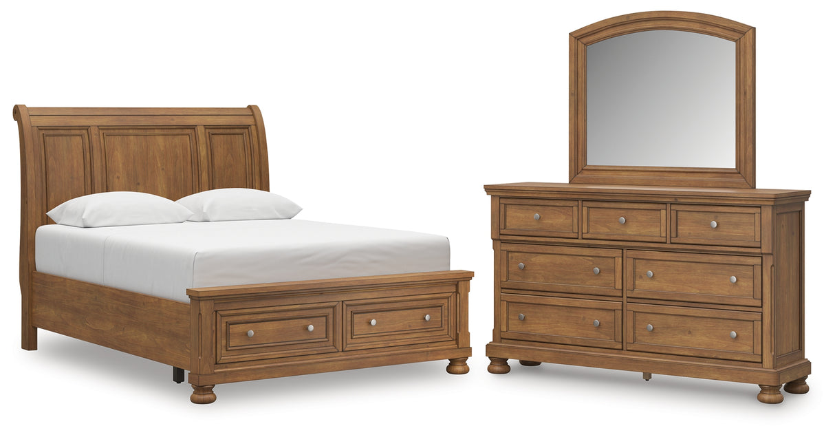 Feddinger Queen Sleigh Storage Bed, Dresser and Mirror