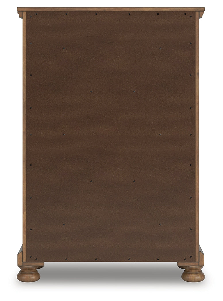 Feddinger Queen Panel Bed, Dresser, Mirror, Chest and Nightstand