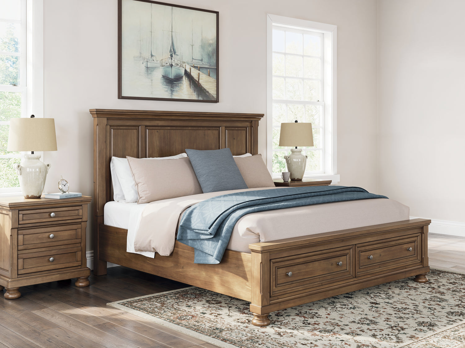 Feddinger King Panel Storage Bed, Dresser, Mirror, Chest and Nightstand
