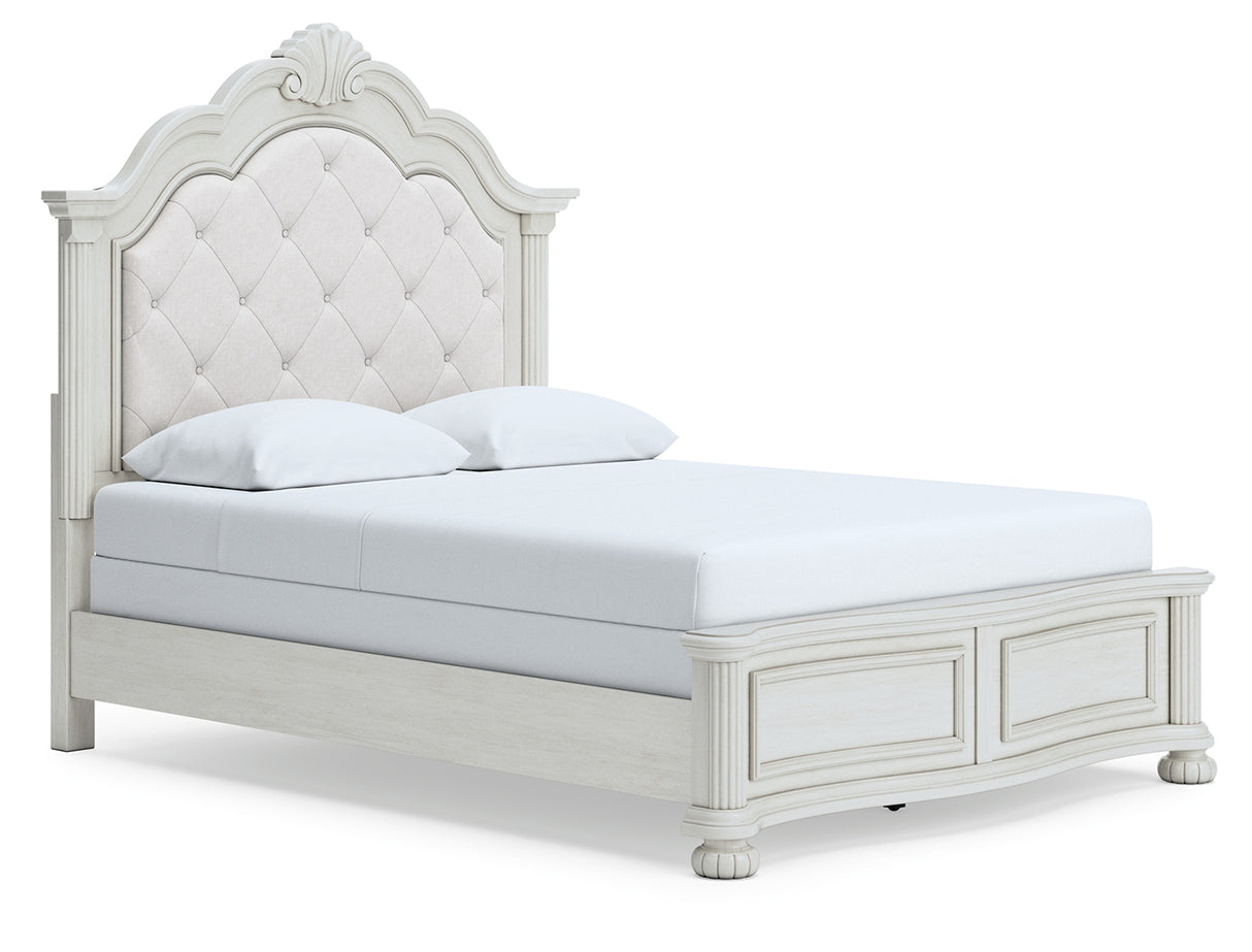 Montelaine Queen Upholstered Panel Bed, Dresser and Mirror