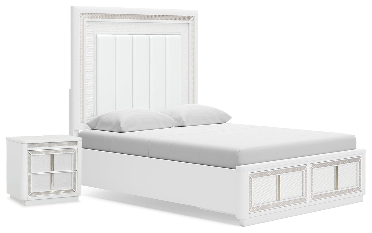 Furniture City Houma - Ashley Furniture - Chalanna Queen Panel Storage Bed and Nightstand - Queen Panel Storage Bed and Nightstand - B822B8