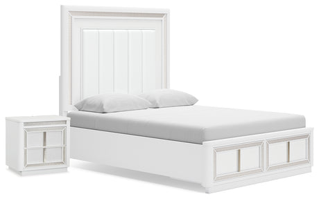 Furniture City Houma - Ashley Furniture - Chalanna Queen Panel Storage Bed and Nightstand - Queen Panel Storage Bed and Nightstand - B822B8