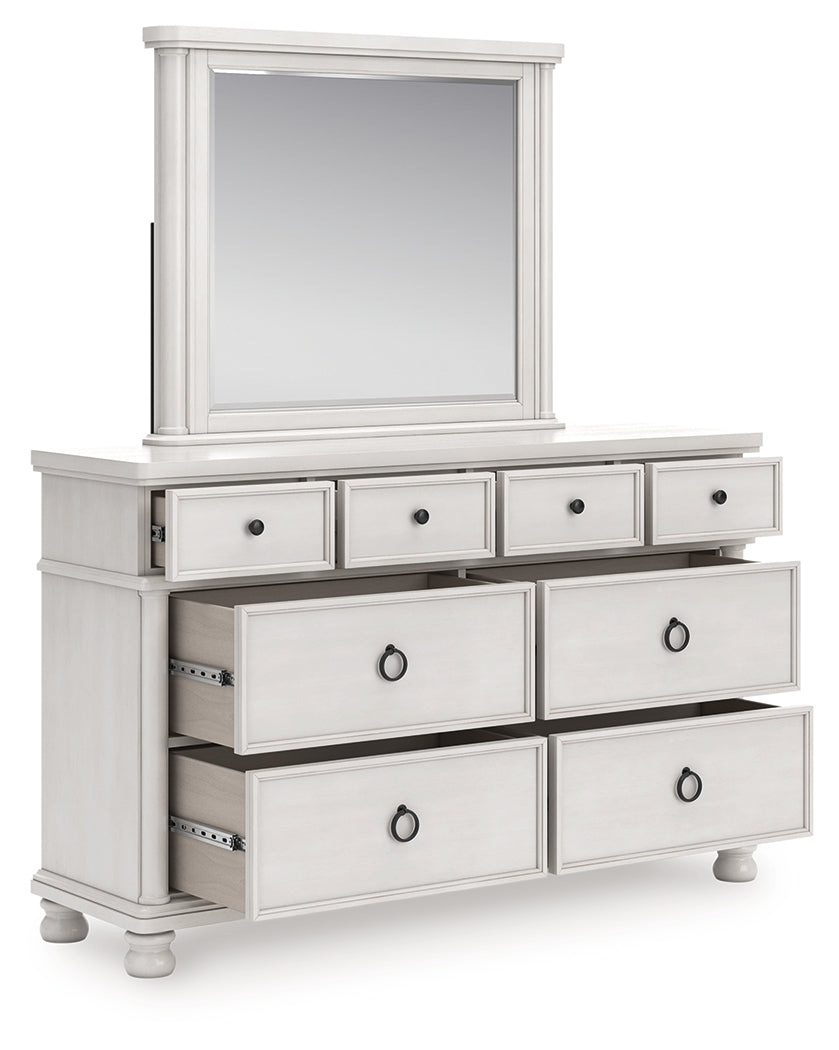 Furniture City Houma - Ashley Furniture - Rowlenstown Dresser and Mirror - Dresser and Mirror / Antique White - PCB823B1