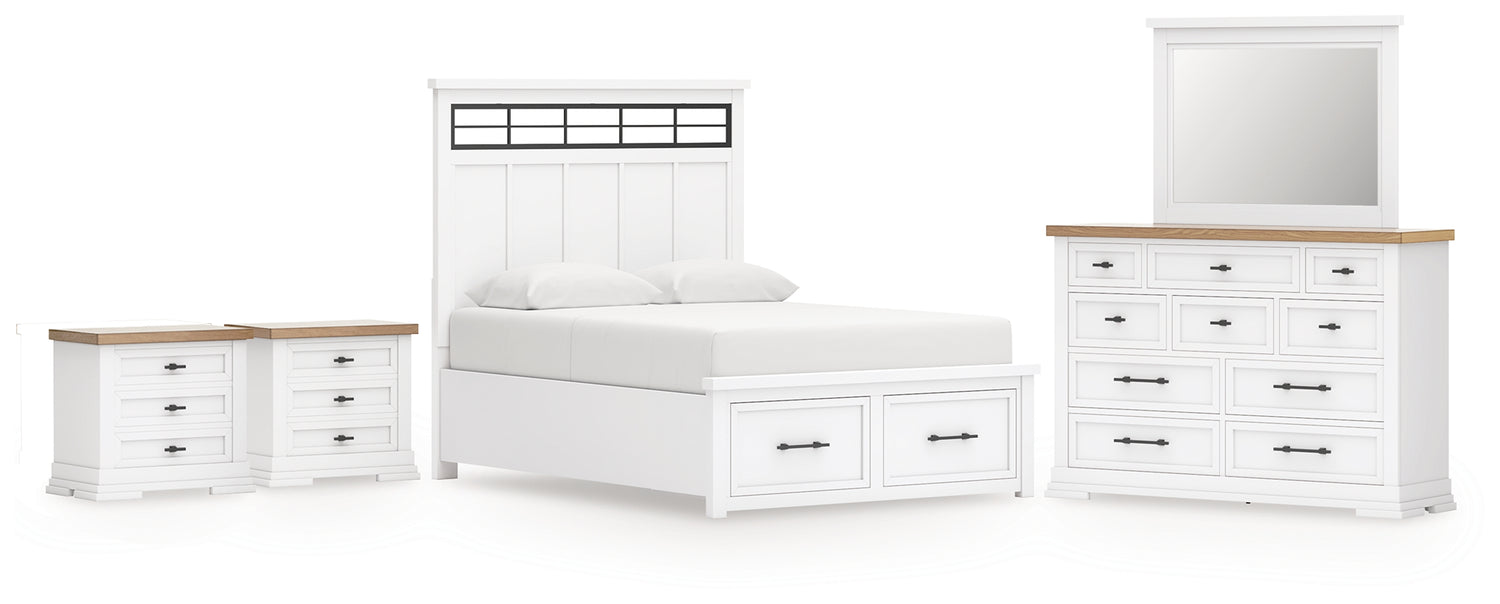 Furniture City Houma - Ashley Furniture - Ashbryn Queen Panel Storage Bed, Dresser, Mirror and 2 Nightstands - Queen Panel Storage Bed, Dresser, Mirror and 2 Nightstands - B844B11