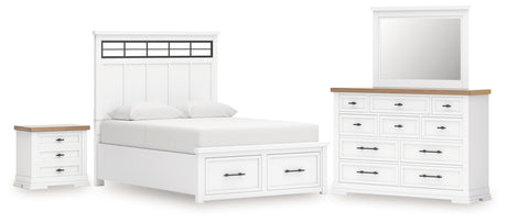 Furniture City Houma - Ashley Furniture - Ashbryn King Panel Storage Bed, Dresser, Mirror and Nightstand - King Panel Storage Bed, Dresser, Mirror and Nightstand - B844B9