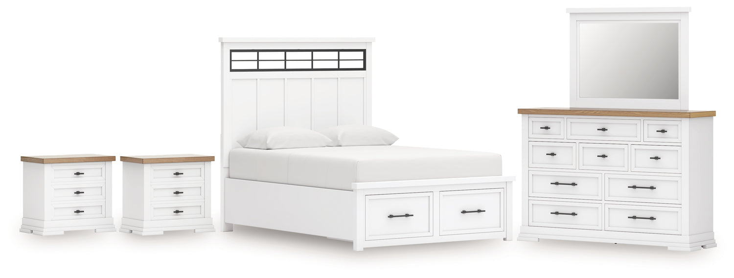 Furniture City Houma - Ashley Furniture - Ashbryn King Panel Bed, Dresser, Mirror and 2 Nightstands - King Panel Bed, Dresser, Mirror and 2 Nightstands - B844B10