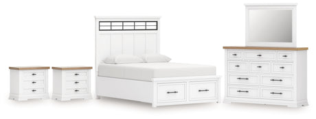 Furniture City Houma - Ashley Furniture - Ashbryn King Panel Bed, Dresser, Mirror and 2 Nightstands - King Panel Bed, Dresser, Mirror and 2 Nightstands - B844B10