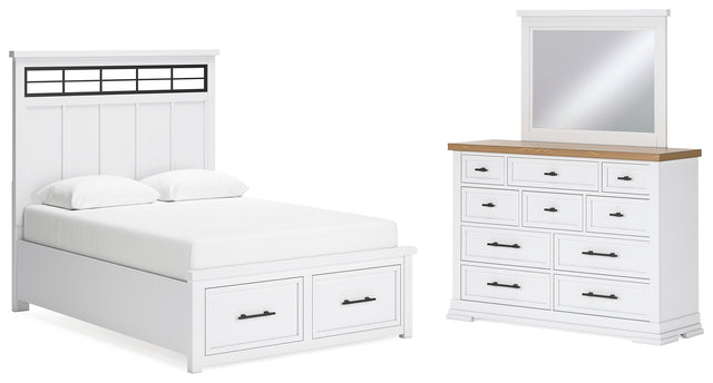 Furniture City Houma - Ashley Furniture - Ashbryn Queen Panel Storage Bed, Dresser and Mirror - Queen Panel Storage Bed, Dresser and Mirror - B844B3