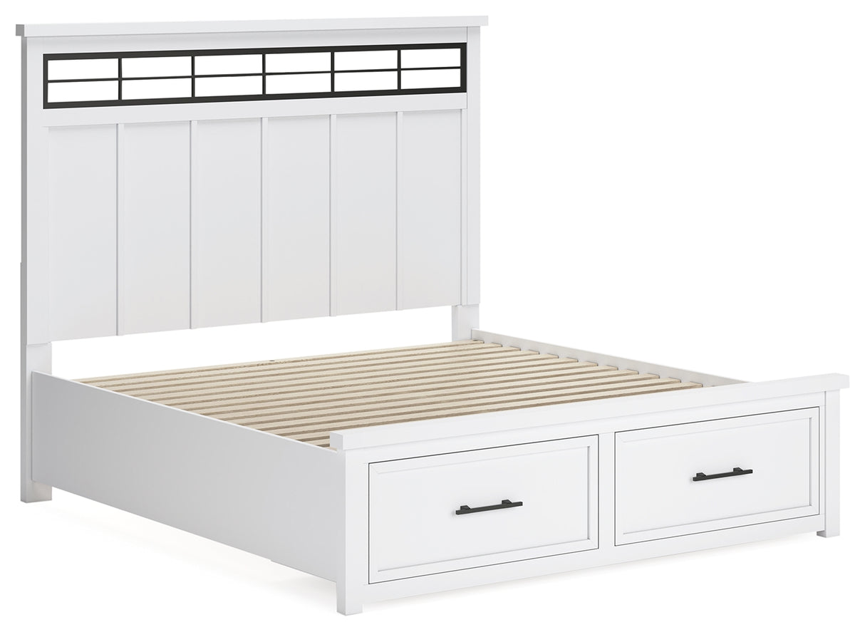 Ashbryn King Panel Storage Bed, Dresser, Mirror and Nightstand