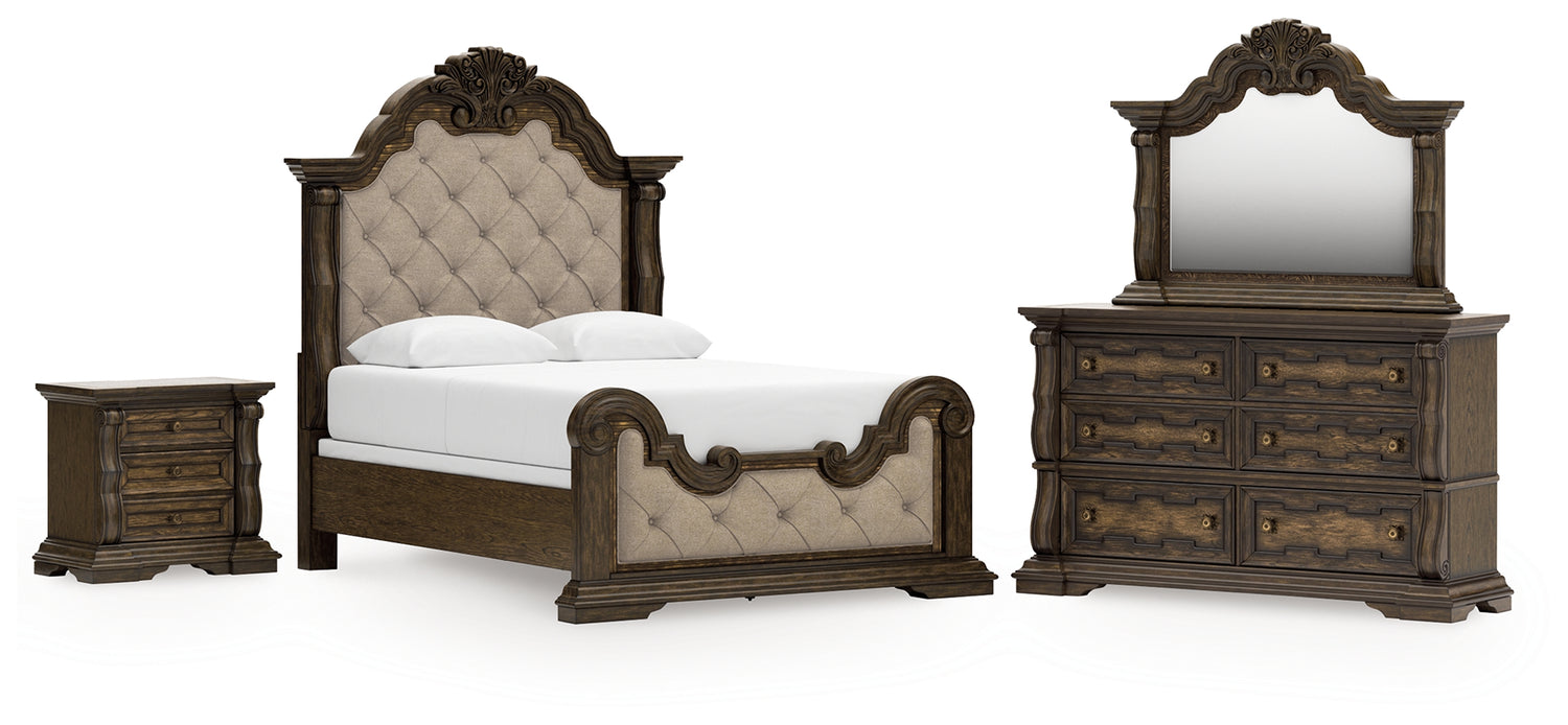 Furniture City Houma - Ashley Furniture - Maylee Queen Upholstered Panel Bed, Dresser, Mirror and Nightstand - Queen Upholstered Panel Bed, Dresser, Mirror and Nightstand - B947B18