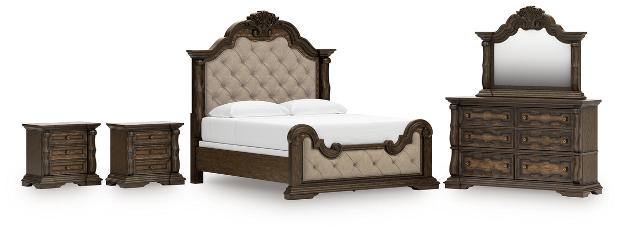 Furniture City Houma - Ashley Furniture - Maylee King Upholstered Bed, Dresser, Mirror and 2 Nightstands - King Upholstered Bed, Dresser, Mirror and 2 Nightstands - B947B15