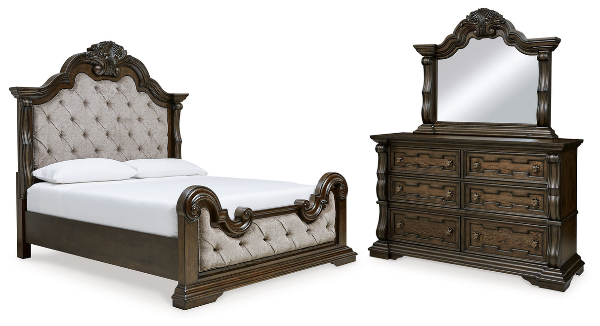 Furniture City Houma - Ashley Furniture - Maylee California King Upholstered Bed, Dresser and Mirror - California King Upholstered Bed, Dresser and Mirror - B947B7