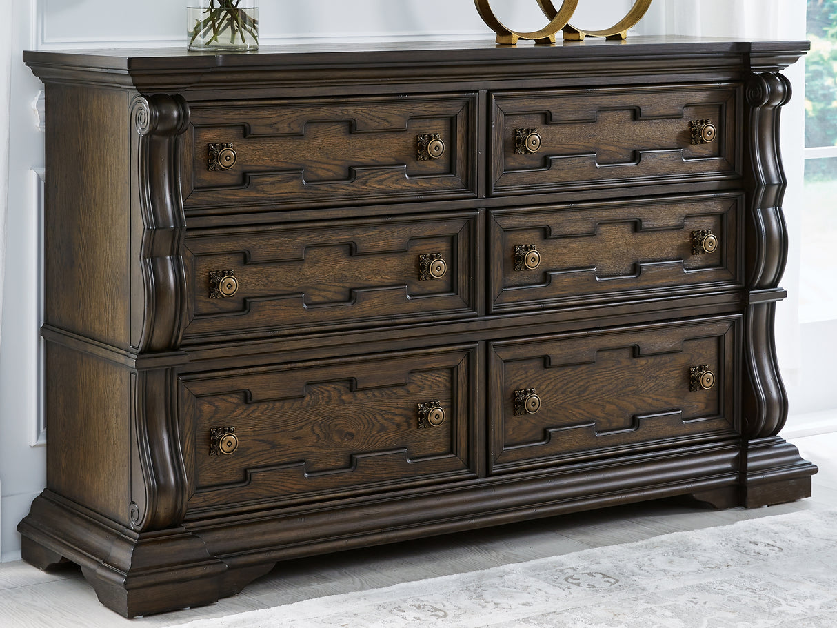 Maylee Queen Upholstered Bed, Dresser, Chest and Nightstand