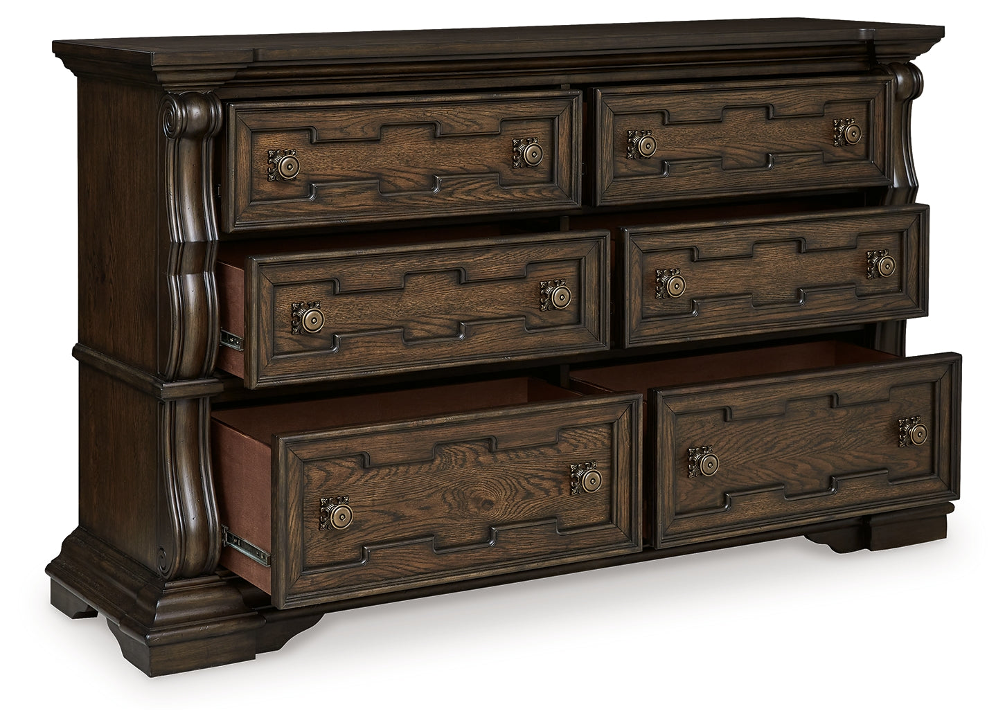 Maylee Queen Upholstered Bed, Dresser, Chest and Nightstand