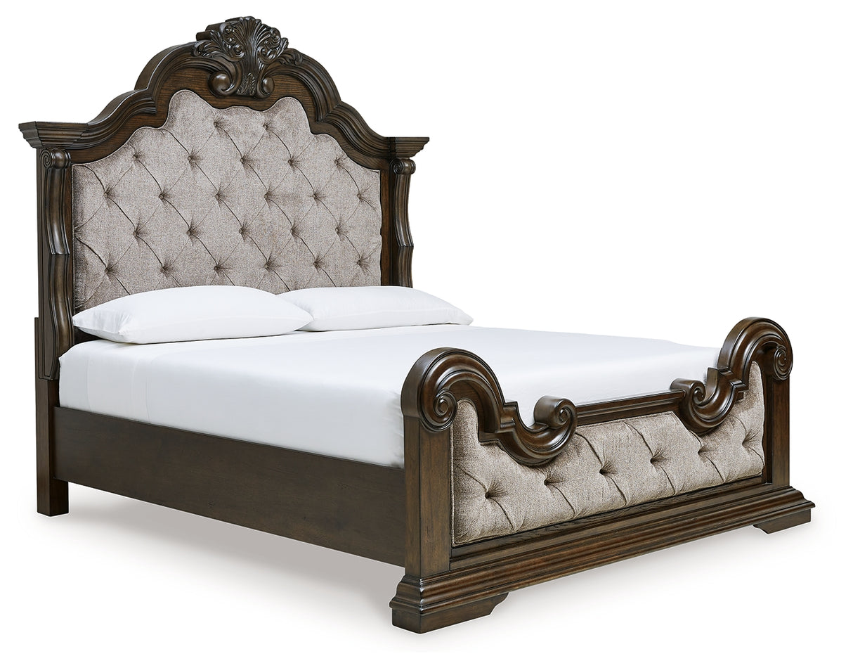 Maylee King Upholstered Panel Bed, Chest and 2 Nightstands