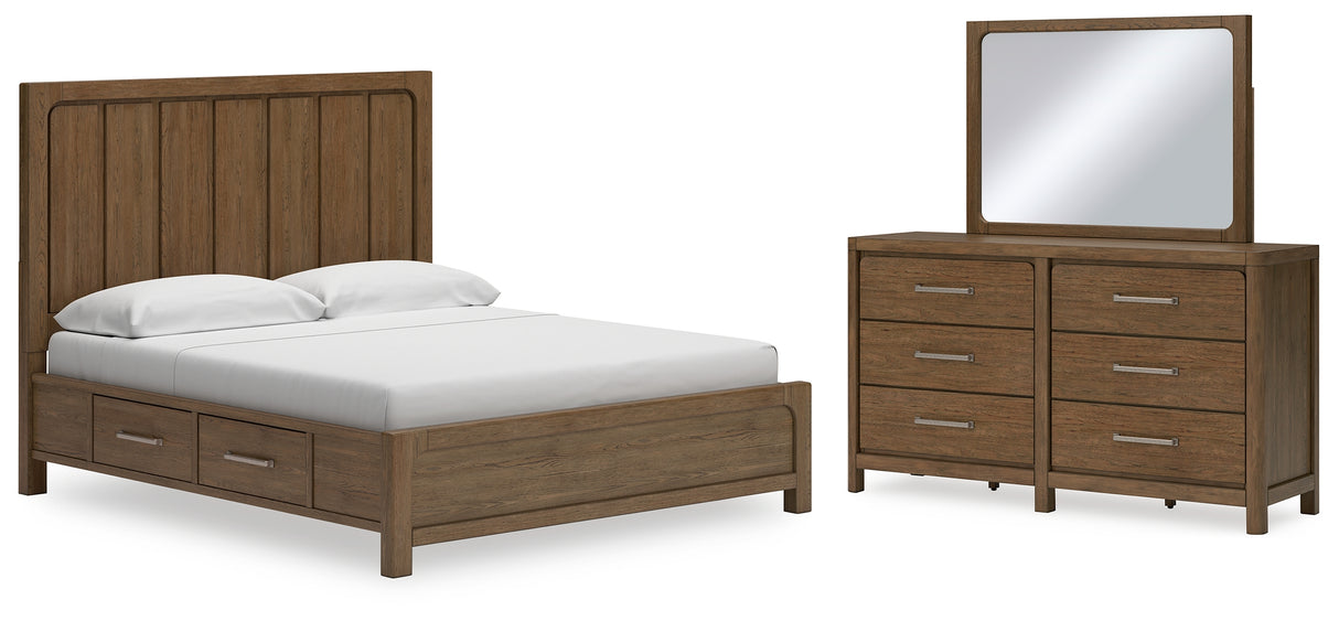 Furniture City Houma - Ashley Furniture - Cabalynn King Panel Bed with Storage, Dresser and Mirror - King Panel Bed with Storage, Dresser and Mirror - B974B12