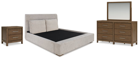 Furniture City Houma - Ashley Furniture - Cabalynn King Upholstered Bed, Dresser, Mirror and Nightstand - King Upholstered Bed, Dresser, Mirror and Nightstand - B974B14