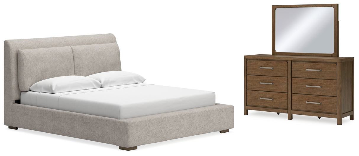 Furniture City Houma - Ashley Furniture - Cabalynn California King Upholstered Bed, Dresser and Mirror - California King Upholstered Bed, Dresser and Mirror - B974B11