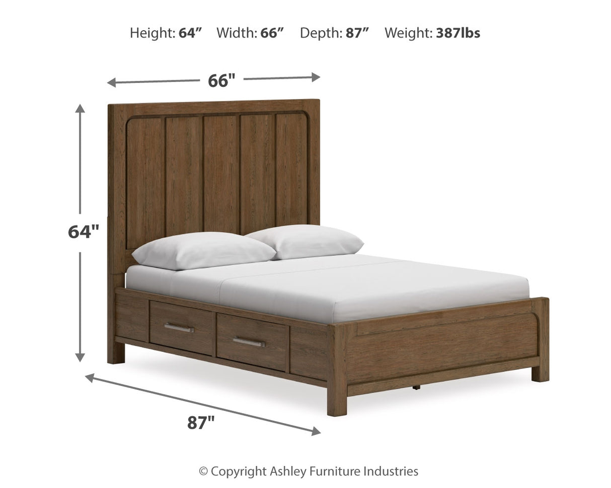 Cabalynn Queen Panel Bed with Storage, Dresser and Mirror