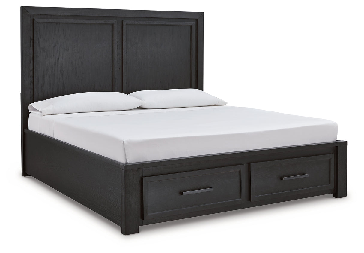 Foyland King Panel Storage Bed and 2 Chests