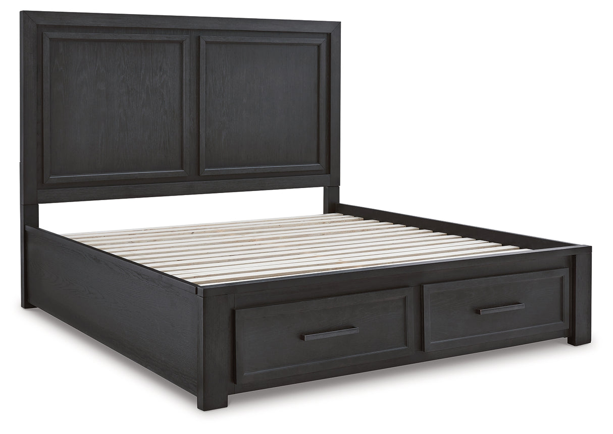 Foyland King Panel Storage Bed and 2 Chests