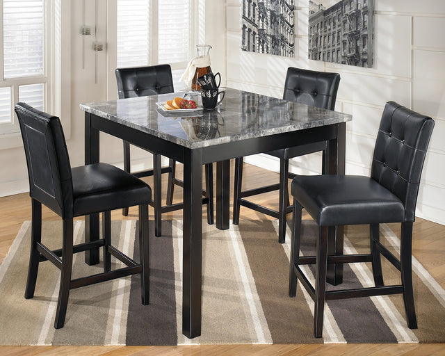 Furniture City Houma - Ashley Furniture - Maysville Counter Height Dining Table and Bar Stools (Set of 5) - Square Counter TBL Set (5/CN) - D154-223