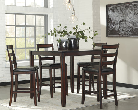 Furniture City Houma - Ashley Furniture - Coviar Counter Height Dining Table and Bar Stools (Set of 5) - DRM Counter Table Set (5/CN) - D385-223