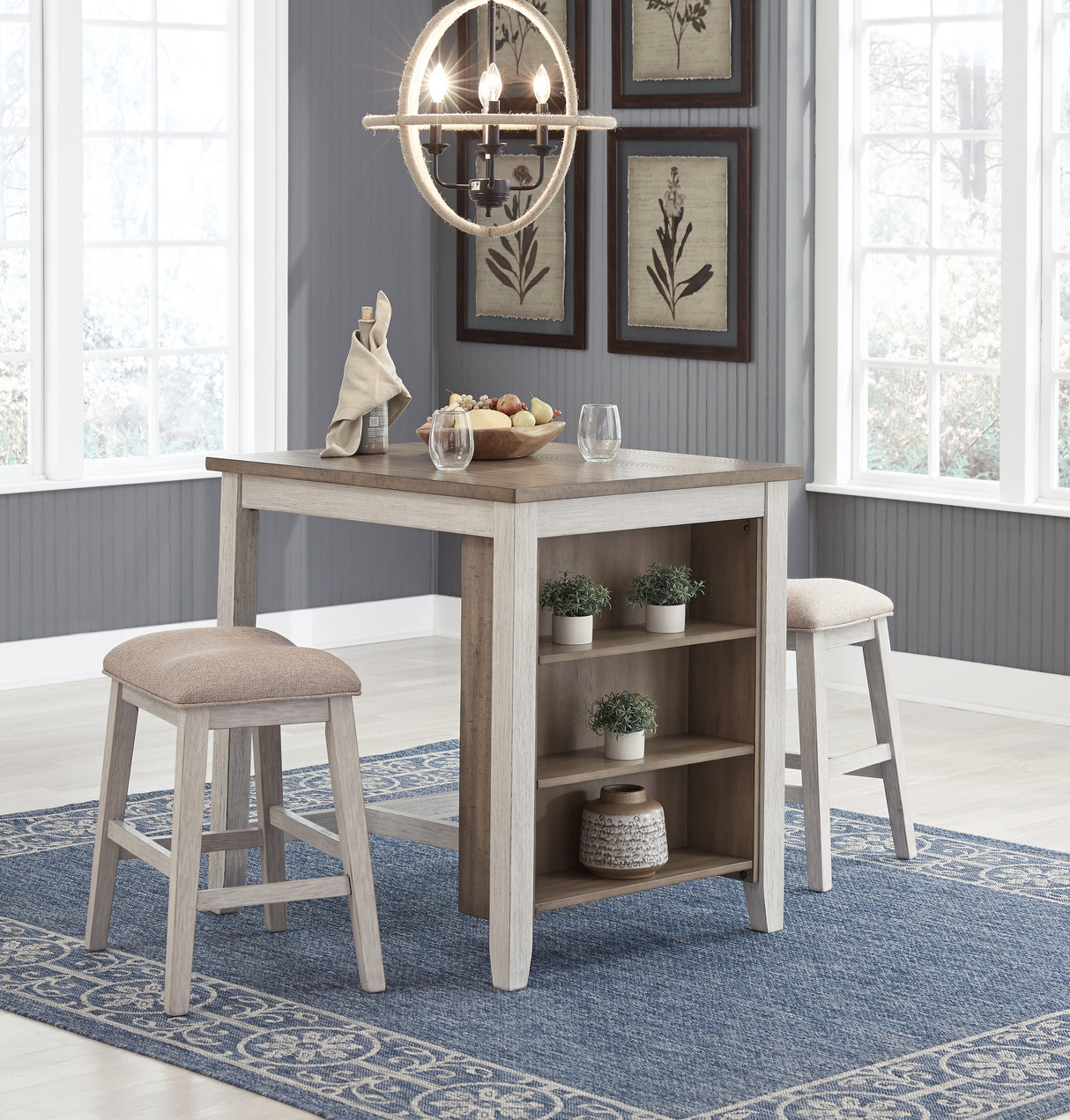Furniture City Houma - Ashley Furniture - Skempton Counter Height Dining Table and Bar Stools (Set of 3) - RECT DRM Counter TBL Set(3/CN) - D394-113