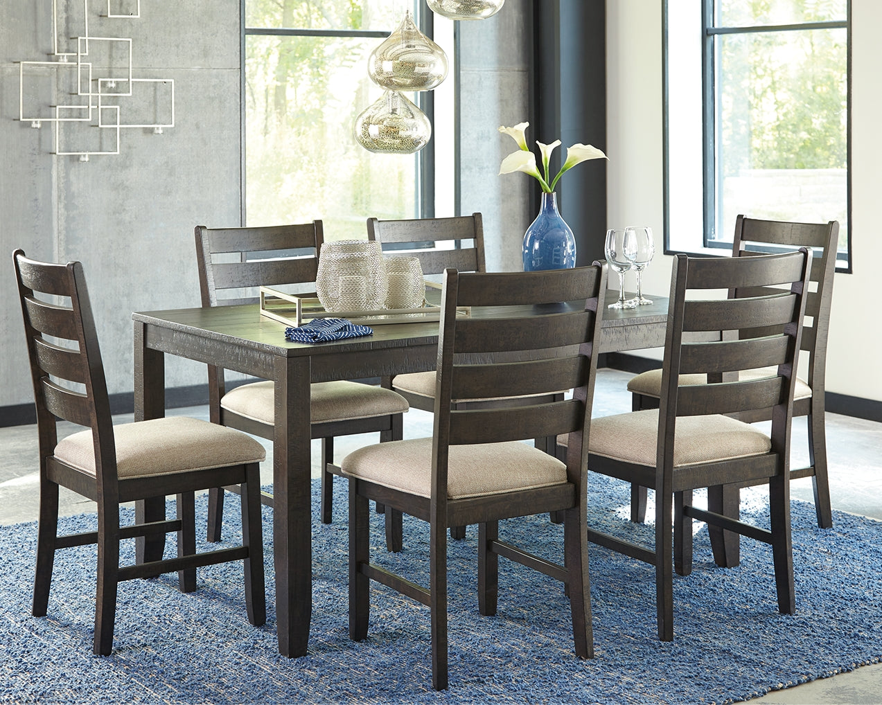 Furniture City Houma - Ashley Furniture - Rokane Dining Table and Chairs (Set of 7) - Dining Room Table Set (7/CN) - D397-425