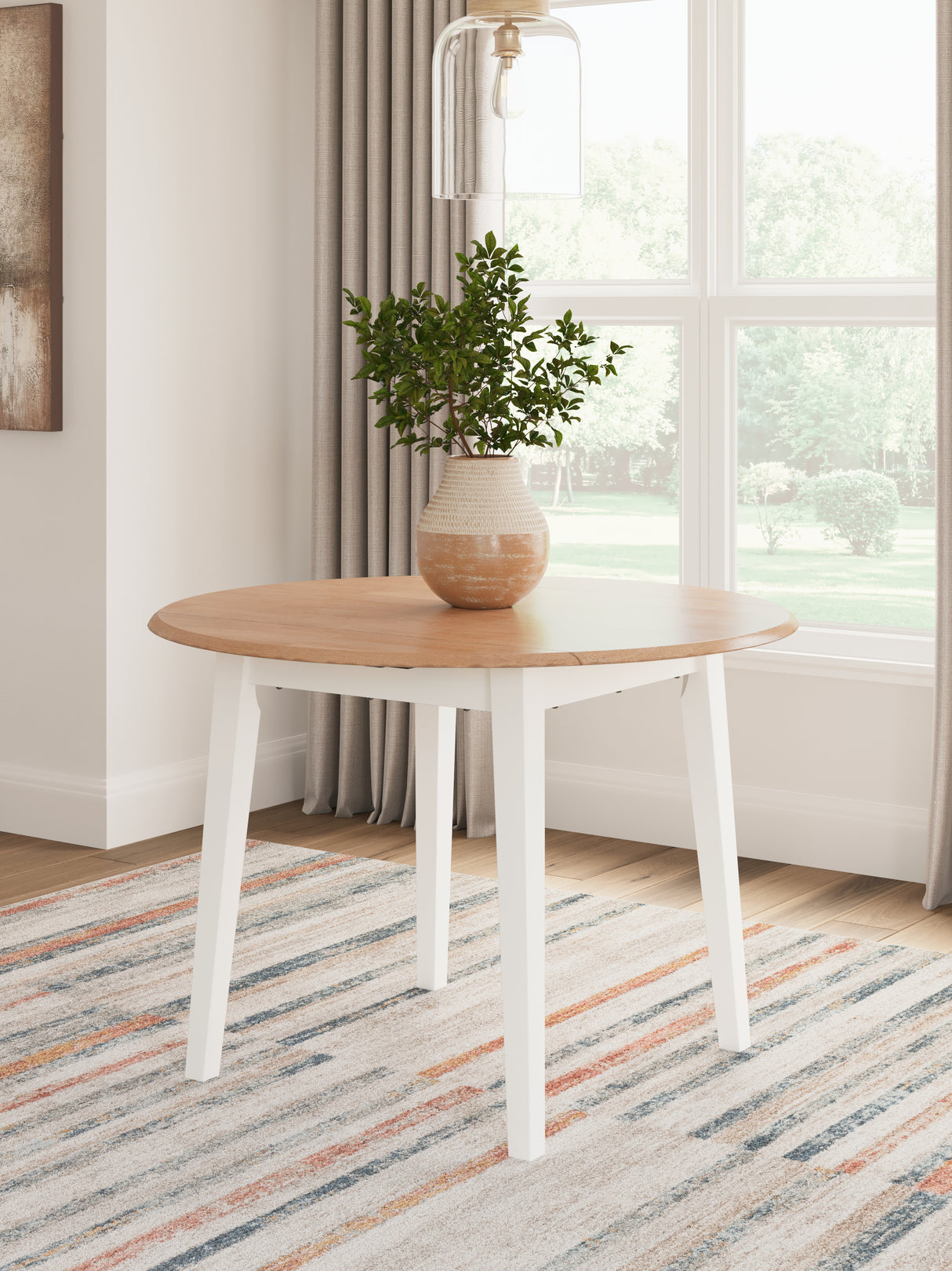 Furniture City Houma - Ashley Furniture - Gesthaven Dining Drop Leaf Table - Round DRM Drop Leaf Table / Natural/White - D398-15