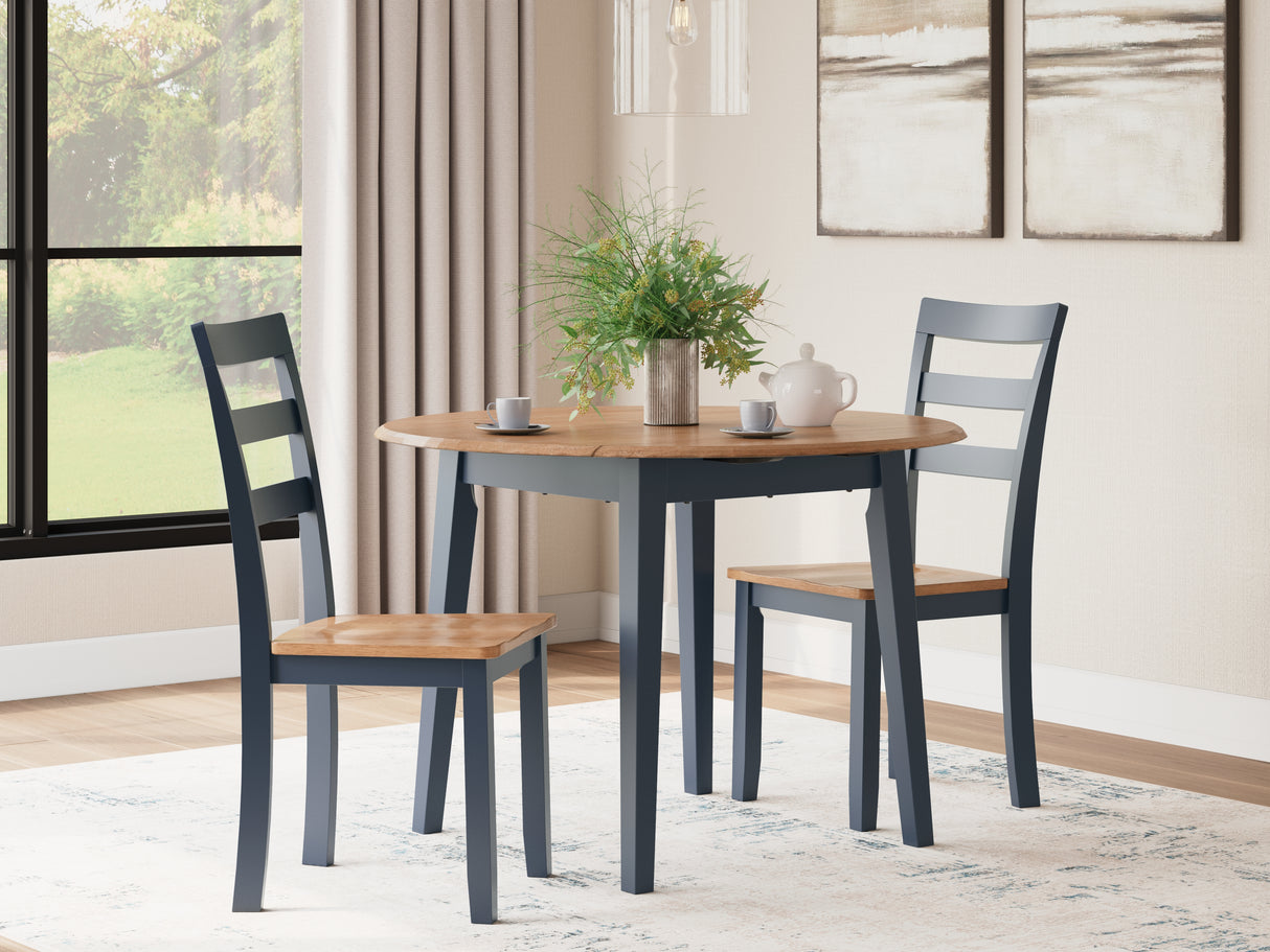 Furniture City Houma - Ashley Furniture - Gesthaven Dining Table and 2 Chairs - Dining Table and 2 Chairs / Natural/Blue - D399D4